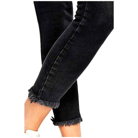 Free People We the Free High Rise Raw Hem Skinny Jeans Black 30 - Picture 3 of 15